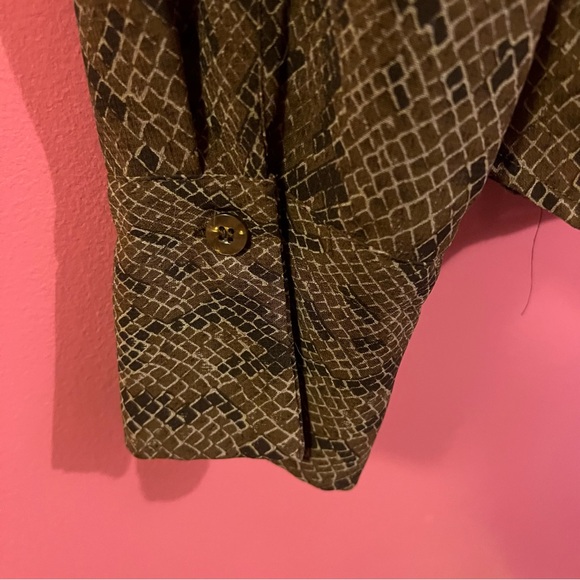 New York & Company Brown Snake Print Blouse - Picture 3 of 5
